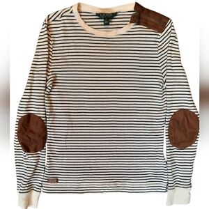 Lauren Ralph Lauren Shirt Womans Medium White Black Striped Western Preppy